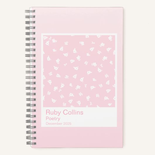 Pastel Pink Gradient Floral Aesthetic Notebook ノートブック (正面)
