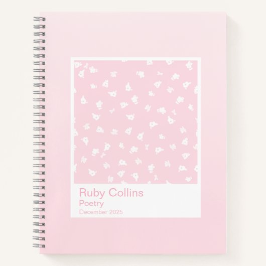 Pastel Pink Gradient Floral Aesthetic Notebook ノートブック (正面)