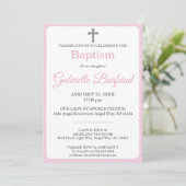 Pastel Pink & Gray Cross Watercolor Baptism 招待状 (スタンド正面)
