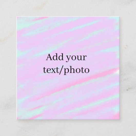 Pastel pink green add photo text watercolor retro  スクエア名刺 (正面)