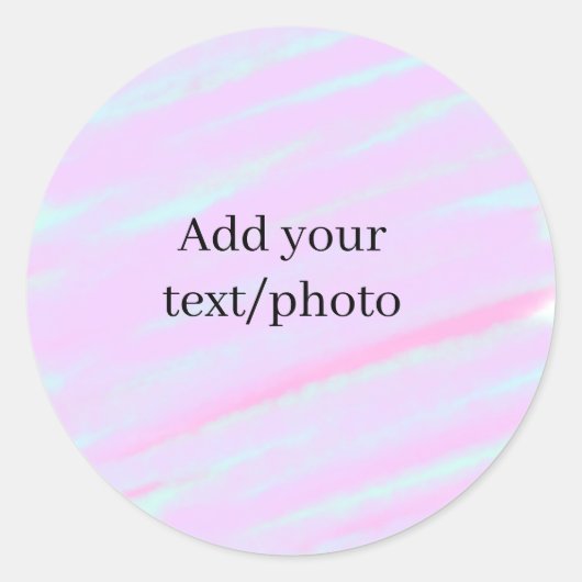 Pastel pink green add photo text watercolor retro  ラウンドシール (正面)
