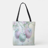 PASTEL PINK & GREEN EASTER EGGS & FLOWERS トートバッグ (裏面)