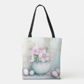 PASTEL PINK & GREEN EASTER VASE & FLOWERS トートバッグ (裏面)
