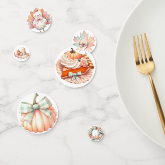 PASTEL PINK & GREEN FALL PUMPKINS & FLOWERS コンフェッティ (グループ)