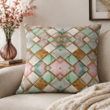 Pastel Pink Green Marble Mosaic Gold Luxury