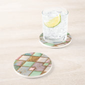 Pastel Pink Green Marble Mosaic Gold Luxury コースター (側面)