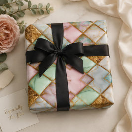 Pastel Pink Green Marble Mosaic Gold Luxury フェイバーボックス
