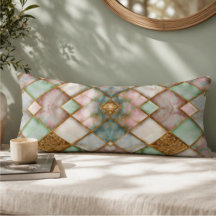 Pastel Pink Green Marble Mosaic Gold Luxury