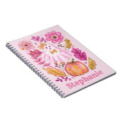 Pastel Pink Halloween Ghost with Custom Name ノートブック (右側)