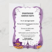 Pastel Pink Halloween Party Invitation with Pumpki (正面)