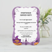 Pastel Pink Halloween Party Invitation with Pumpki (スタンド正面)