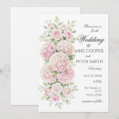 Pastel pink hydrangeas and roses Budget Wedding 招待状 (正面/裏面)