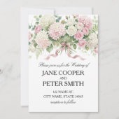 Pastel pink hydrangeas and roses Budget Wedding 招待状 (正面)