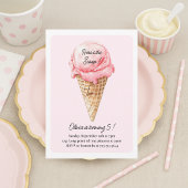 Pastel Pink Ice Cream Cone Birthday Party  招待状