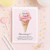 Pastel Pink Ice Cream Cone Birthday Party  招待状
