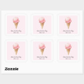 Pastel Pink Ice Cream Sticker | Kids Summer Party スクエアシール (シート)