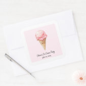 Pastel Pink Ice Cream Sticker | Kids Summer Party スクエアシール (封筒)