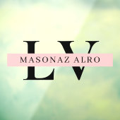 Pastel Pink Initial Personalized door sign ウィンドウサイン (シート3)