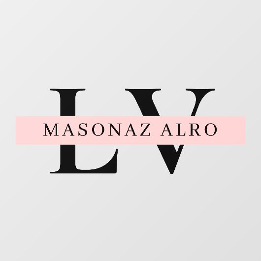 Pastel Pink Initial Personalized door sign ウィンドウサイン (シート)