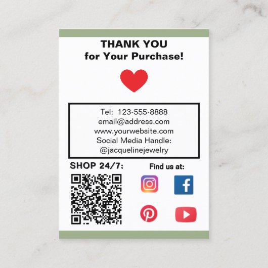 Pastel Pink Jewelry Earrings Social QR Codes 名刺 (裏面)