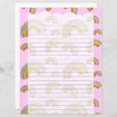 Pastel Pink Kawaii Rainbow Stationery Paper (正面/裏面)