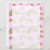 Pastel Pink Kawaii Rainbow Stationery Paper (正面)