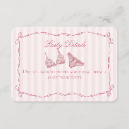 Pastel Pink Lace Lingerie Shower Details エンクロージャーカード