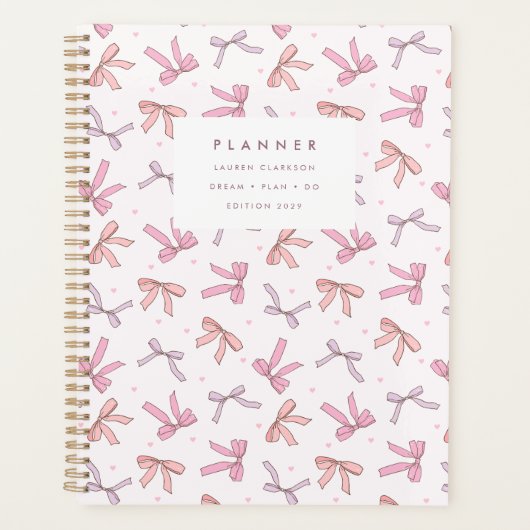 Pastel Pink & Lilac Bow Coquette Planner プランナー手帳 (正面)