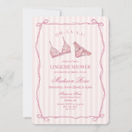 Pastel Pink Lingerie Shower Bridal Lace  招待状