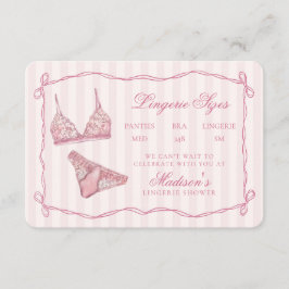 Pastel Pink Lingerie Sizes Shower Bow エンクロージャーカード