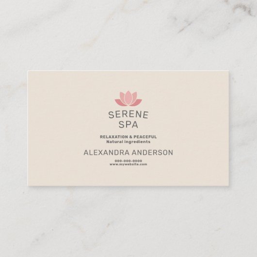 Pastel Pink Lotus Flower - Spa Salon 名刺 (裏面)