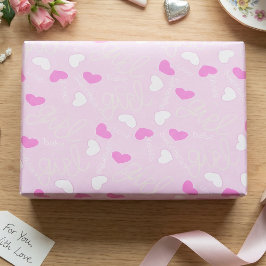 Pastel Pink Love Hearts ラッピングペーパー