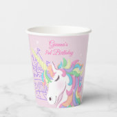 Pastel Pink Magical Rainbow Unicorn Birthday  紙コップ (裏面)