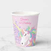 Pastel Pink Magical Rainbow Unicorn Birthday  紙コップ (正面)