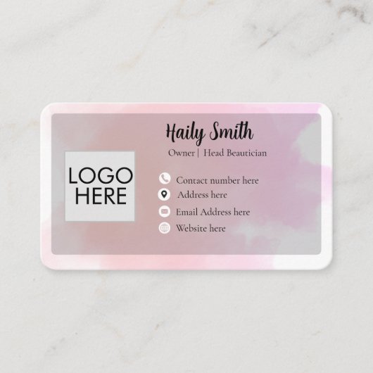 Pastel Pink & Mauve Gradient Modern Business card 名刺 (正面)