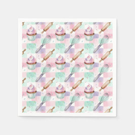 Pastel Pink & Mint Cupcake Baking Pattern スタンダードカクテルナプキン
