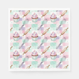 Pastel Pink & Mint Cupcake Baking Pattern スタンダードランチョンナプキン