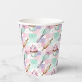 Pastel Pink & Mint Cupcake Baking Pattern 紙コップ (正面)