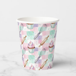 Pastel Pink & Mint Cupcake Baking Pattern 紙コップ