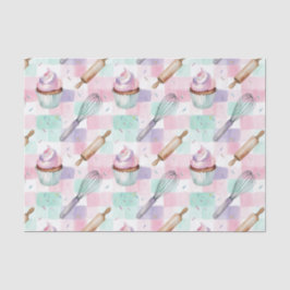 Pastel Pink & Mint Cupcake Baking Pattern 薄葉紙