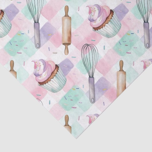 Pastel Pink & Mint Cupcake Baking Pattern 薄葉紙 (詳細)