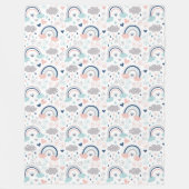 Pastel Pink Navy Blanket Elegant Boho Cozy Gift フリースブランケット (正面)