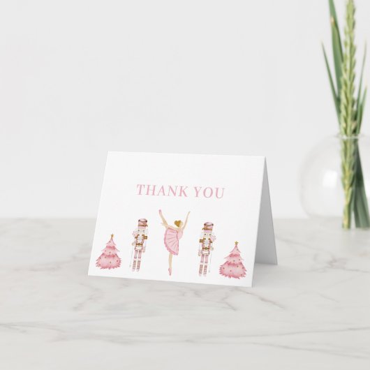 Pastel Pink Nutcracker Baby Shower Thank You Card サンキューカード (正面)