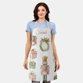 Pastel Pink Nutcracker Custom Christmas Apron エプロン (着用した状態)