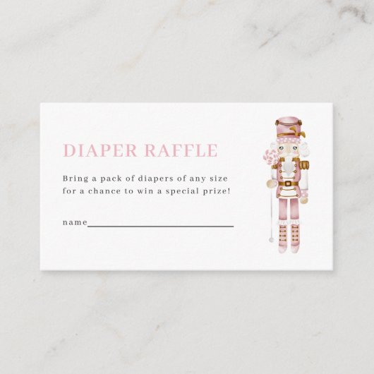 Pastel Pink Nutcracker Diaper Raffle Card エンクロージャーカード (正面)