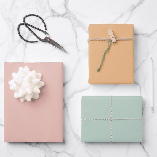 Pastel Pink Orange Green Wrapping Paper Sheets ラッピングペーパーシート (正面)