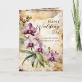 Pastel Pink Orchid Blooms Watercolor Wedding カード (正面)
