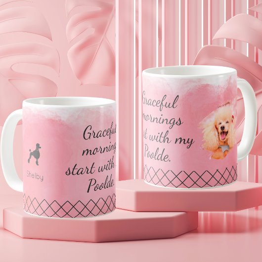 Pastel Pink Poodle Mug – Personalized Name & Photo コーヒーマグカップ