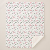 Pastel Pink Poodle Pattern Christmas Blanket Gift シェルパブランケット (正面)