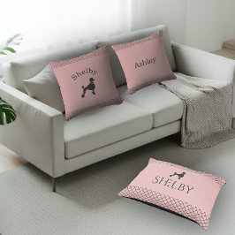 Pastel Pink Poodle Personalized Matching クッション